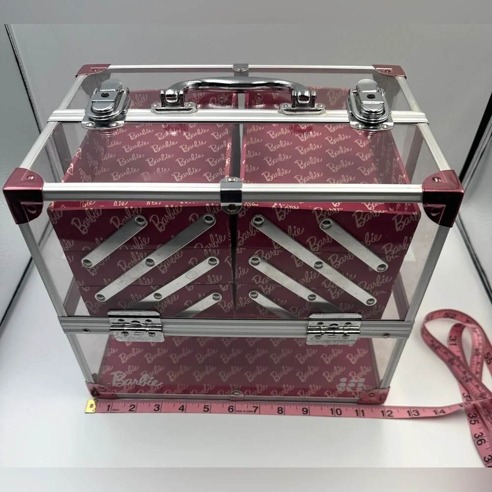 Caboodles x Barbie Neat Freak Train Case Clear & Pink Limited Edition Organizer